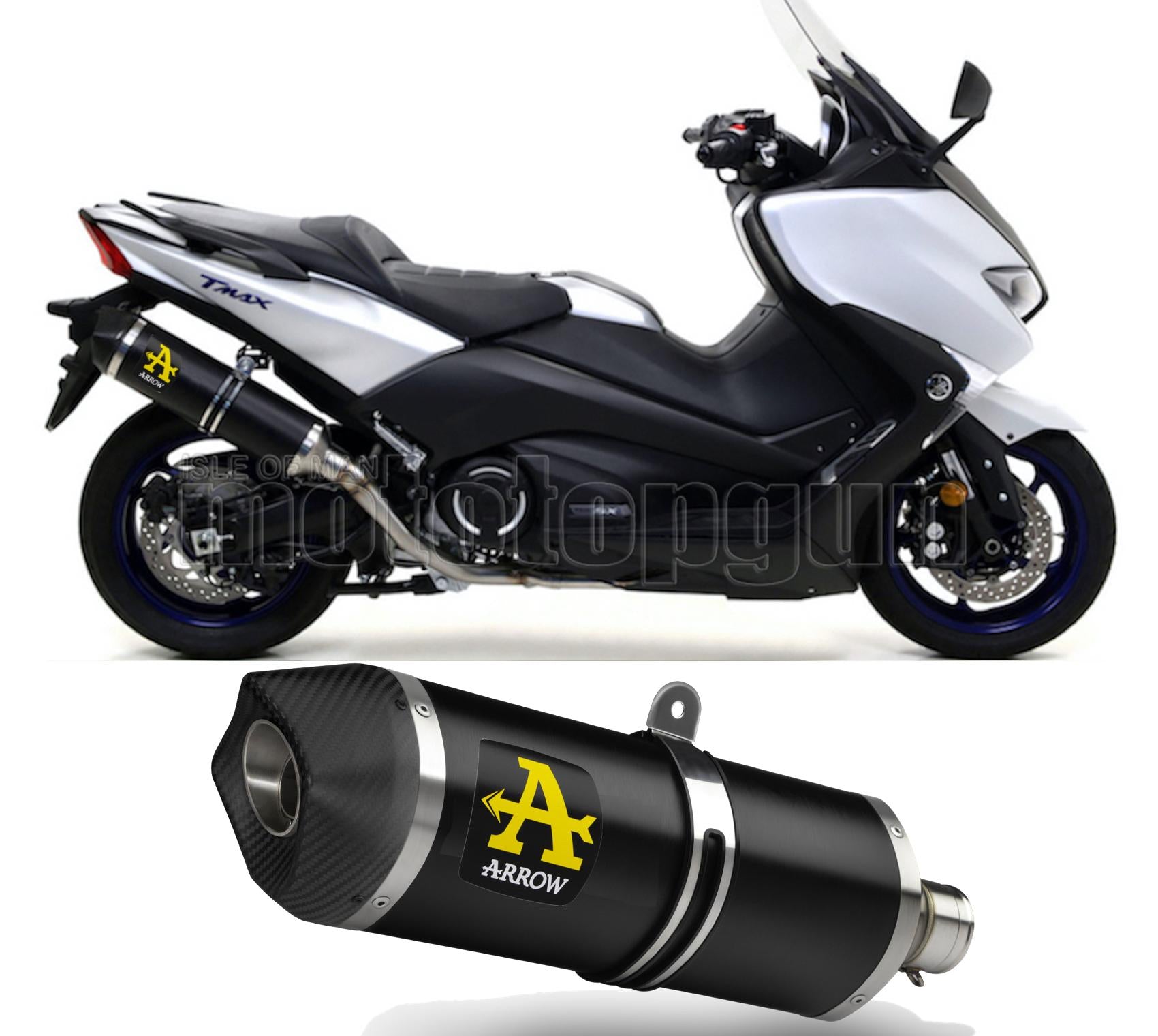 SCARICO OMOLOGATO ARROW RACE-TECH IN ALLUMINIO NERO CON FONDELLO IN CARBY COMPATIBILE CON YAMAHA TMAX T-MAX 530 17/19