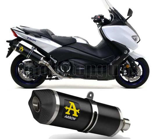 SCARICO OMOLOGATO ARROW RACE-TECH IN ALLUMINIO NERO CON FONDELLO IN CARBY COMPATIBILE CON YAMAHA TMAX T-MAX 530 17/19