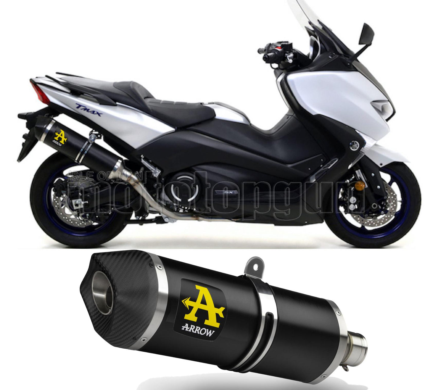 SCARICO OMOLOGATO ARROW RACE-TECH IN ALLUMINIO NERO CON FONDELLO IN CARBY COMPATIBILE CON YAMAHA TMAX T-MAX 530 17/19