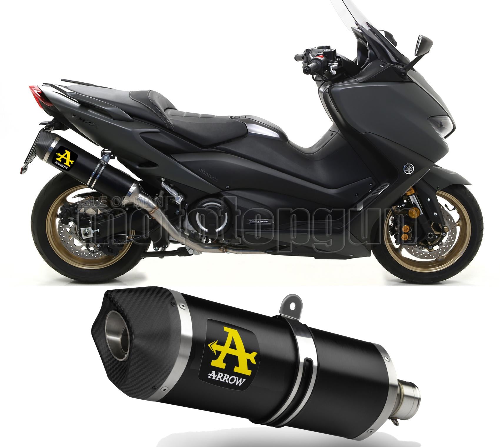 SCARICO OMOLOGATO ARROW RACE-TECH IN ALLUMINIO NERO CON FONDELLO IN CARBY COMPATIBILE CON YAMAHA TMAX T-MAX 560 20/21