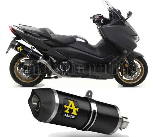 SCARICO OMOLOGATO ARROW RACE-TECH IN ALLUMINIO NERO CON FONDELLO IN CARBY COMPATIBILE CON YAMAHA TMAX T-MAX 560 20/21