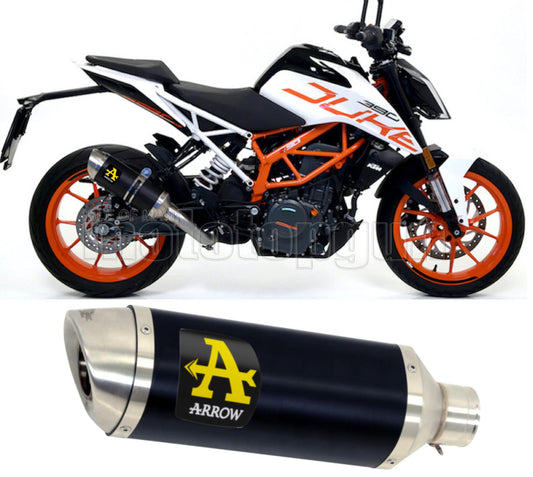 SCARICO OMOLOGATO ARROW THUNDER IN ALLUMINIO NERO CON FONDELLO IN INOX COMPATIBILE CON KTM DUKE 390 17/20