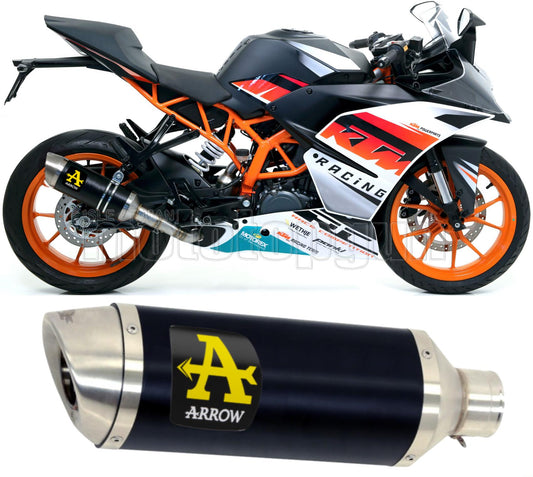 SCARICO COMPLETO OMOLOGATO OPEN ARROW THUNDER IN ALLUMINIO NERO CON FONDELLO IN INOX COMPATIBILE CON KTM RC 390 15/16