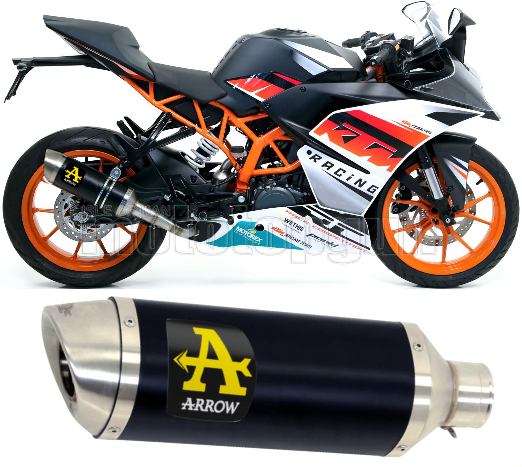SCARICO COMPLETO OMOLOGATO OPEN ARROW THUNDER IN ALLUMINIO NERO CON FONDELLO IN INOX COMPATIBILE CON KTM RC 390 15/16