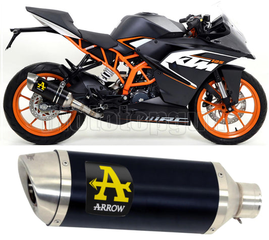 SCARICO OMOLOGATO ARROW THUNDER IN ALLUMINIO NERO CON FONDELLO IN INOX COMPATIBILE CON KTM RC 390 17/20