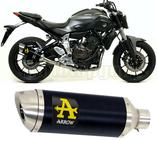 SCARICO COMPLETO OMOLOGATO OPEN ARROW THUNDER IN ALLUMINIO NERO CON FONDELLO IN INOX COMPATIBILE CON YAMAHA MT07 MT-07 14/20