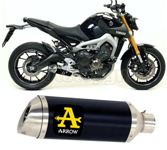 SCARICO COMPLETO OMOLOGATO OPEN ARROW THUNDER IN ALLUMINIO NERO CON FONDELLO IN INOX COMPATIBILE CON YAMAHA MT09 MT-09 13/20