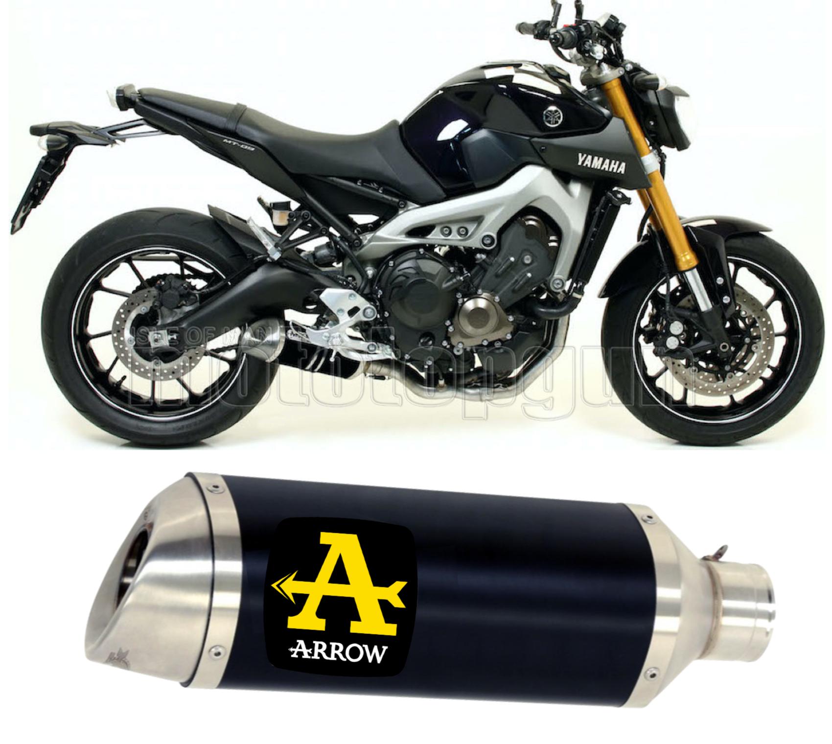SCARICO COMPLETO OMOLOGATO OPEN ARROW THUNDER IN ALLUMINIO NERO CON FONDELLO IN INOX COMPATIBILE CON YAMAHA MT09 MT-09 13/20