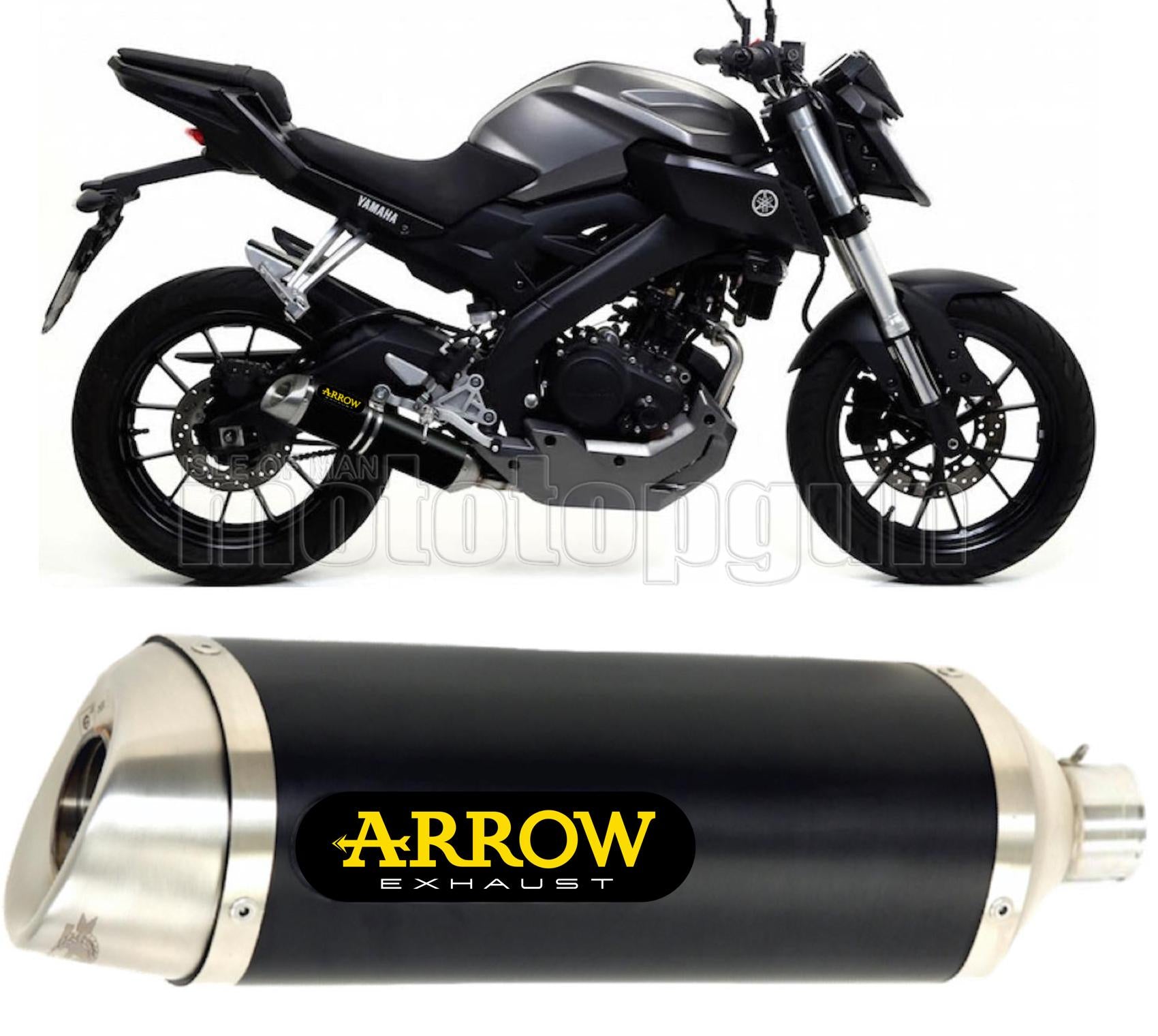 COLLETTORE OPEN ARROW THUNDER IN ALLUMINIO NERO CON FONDELLO IN INOX COMPATIBILE CON YAMAHA MT125 MT-125 2020