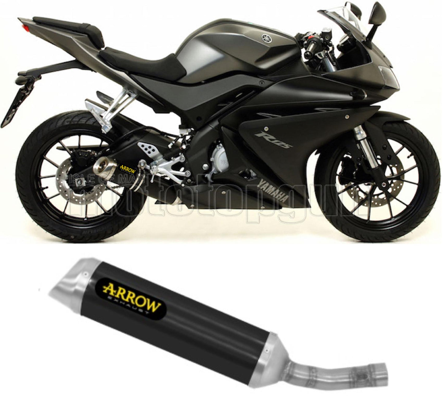 SCARICO OMOLOGATO ARROW THUNDER IN ALLUMINIO NERO CON FONDELLO IN INOX COMPATIBILE CON YAMAHA YZF R125 R-125 14/16