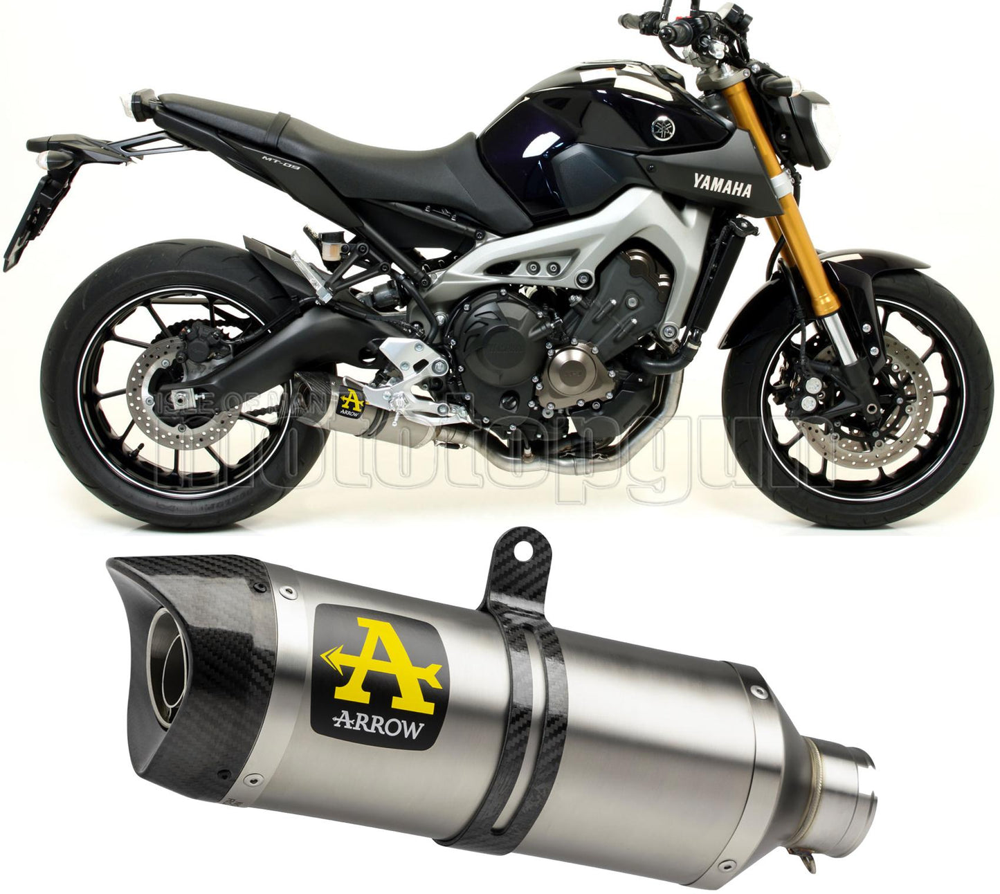 SCARICO COMPLETO OMOLOGATO OPEN ARROW THUNDER IN TITANIO CON FONDELLO IN CARBY COMPATIBILE CON YAMAHA MT09 MT-09 13/20