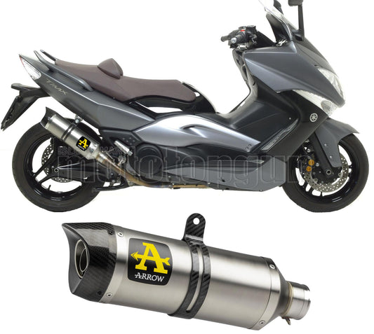 SCARICO COMPLETO OMOLOGATO OPEN ARROW THUNDER IN TITANIO CON FONDELLO IN CARBY COMPATIBILE CON YAMAHA TMAX T-MAX 500 YP 08/11