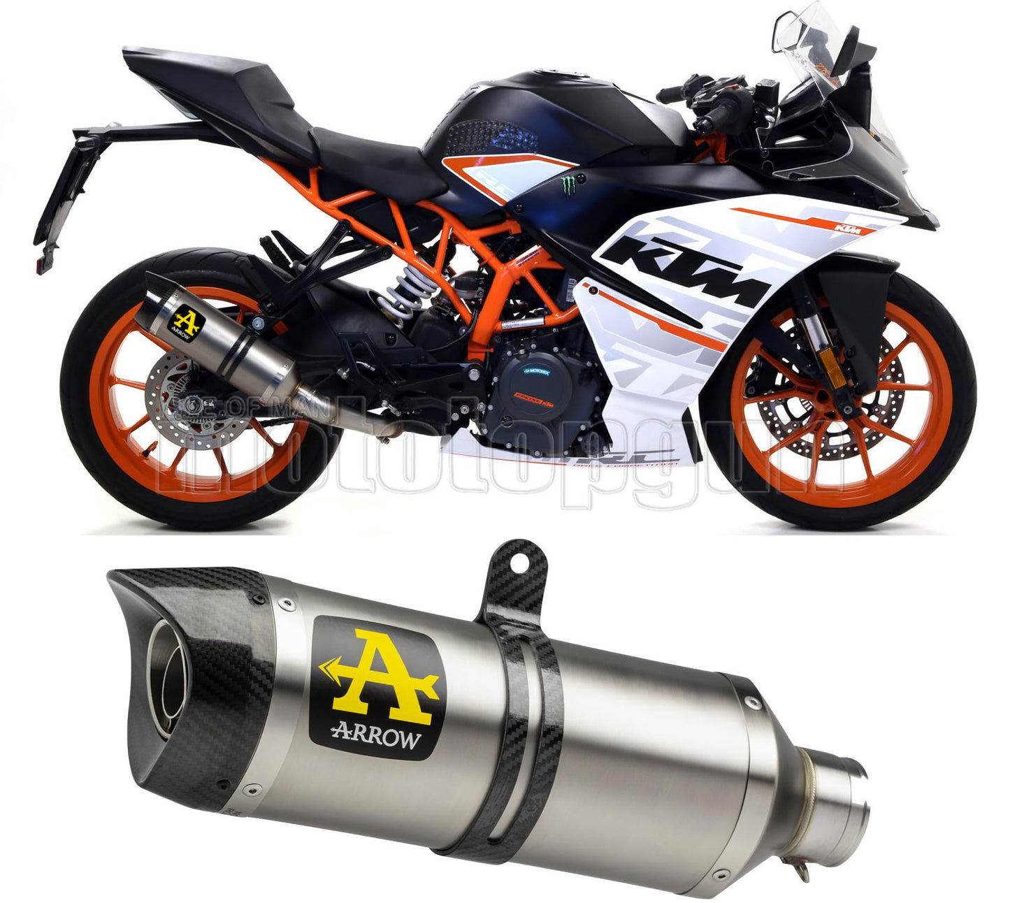 SCARICO OMOLOGATO DOPPIO TERMINALE ARROW THUNDER IN ALLUMINIO CON FONDELLO IN CARBY COMPATIBILE CON KTM RC 125 17/20