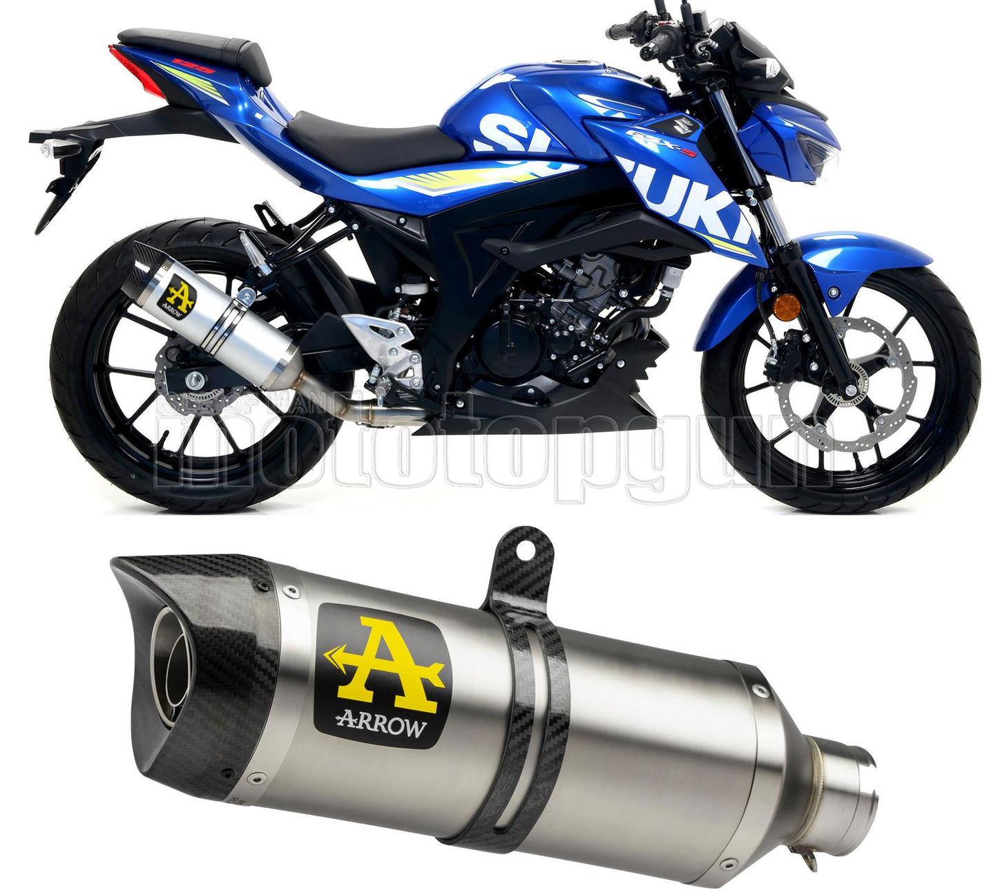 SCARICO OMOLOGATO ARROW THUNDER IN ALLUMINIO CON FONDELLO IN CARBY COMPATIBILE CON SUZUKI GSX-S 125 17/20