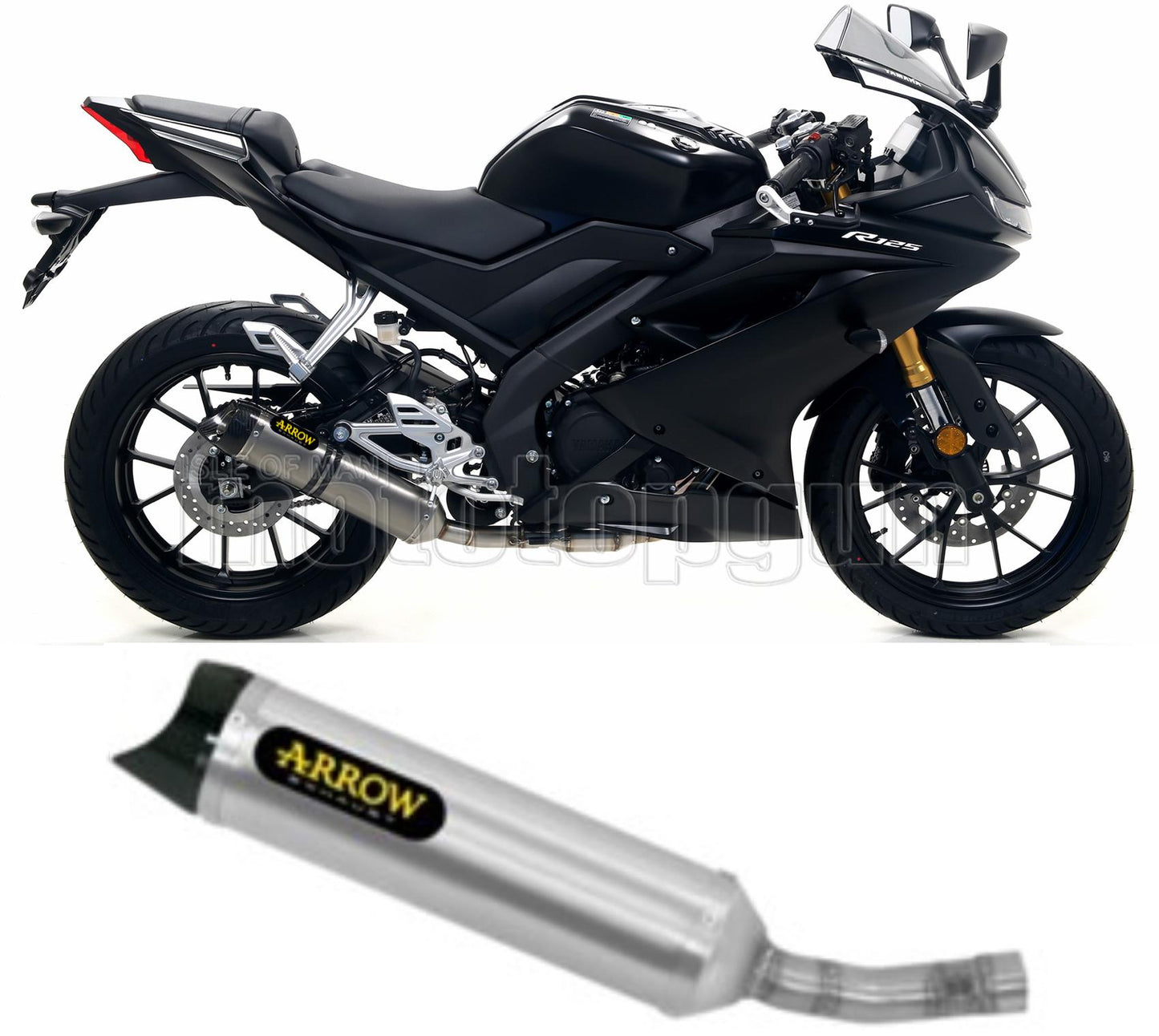 COLLETTORE OPEN ARROW THUNDER IN ALLUMINIO CON FONDELLO IN CARBY COMPATIBILE CON YAMAHA YZF R125 R-125 19/20