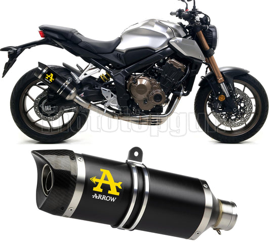 SCARICO OMOLOGATO ARROW THUNDER IN ALLUMINIO NERO CON FONDELLO IN CARBY COMPATIBILE CON HONDA CB 650 R 19/22