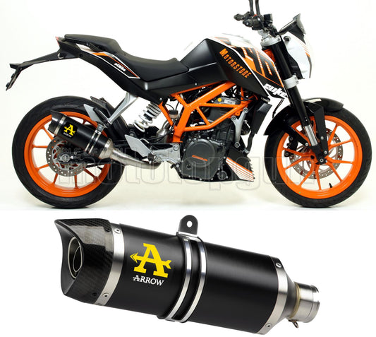 SCARICO COMPLETO OMOLOGATO OPEN ARROW THUNDER IN ALLUMINIO NERO CON FONDELLO IN CARBY COMPATIBILE CON KTM DUKE 390 13/16