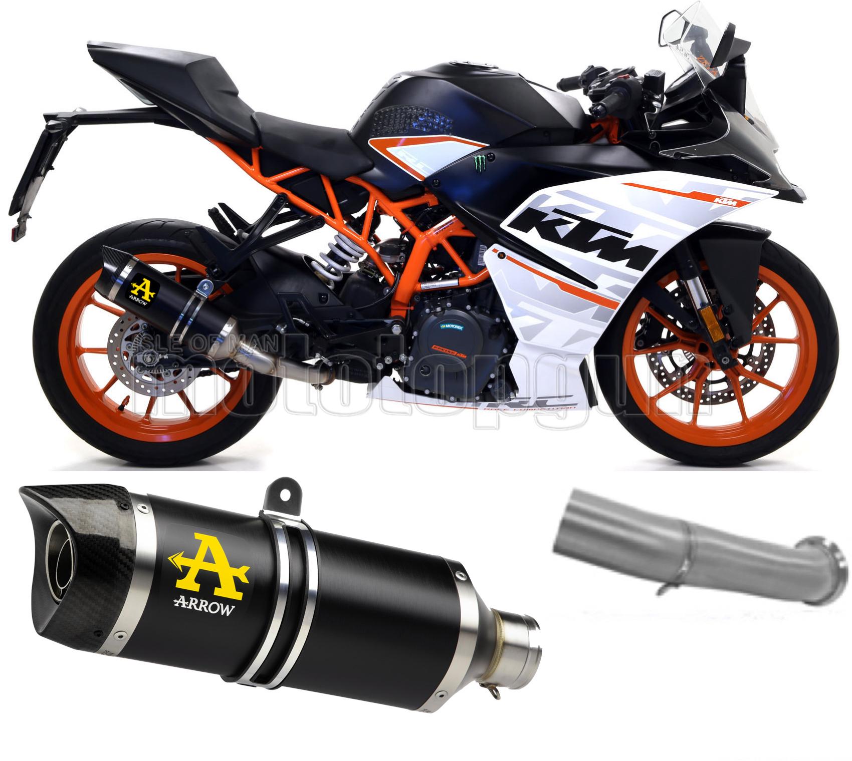 SCARICO OMOLOGATO DOPPIO TERMINALE ARROW THUNDER IN ALLUMINIO NERO CON FONDELLO IN CARBY COMPATIBILE CON KTM RC 125 17/20