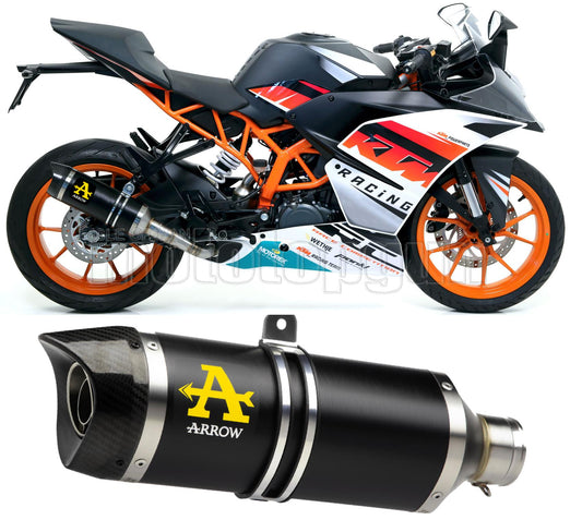 SCARICO COMPLETO OMOLOGATO OPEN ARROW THUNDER IN ALLUMINIO NERO CON FONDELLO IN CARBY COMPATIBILE CON KTM RC 390 15/16