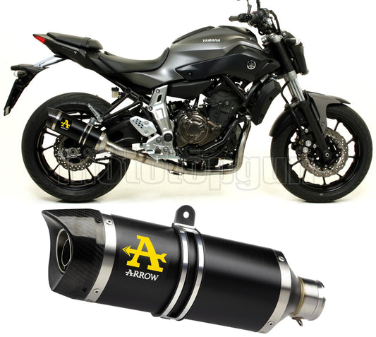 SCARICO COMPLETO OMOLOGATO OPEN ARROW THUNDER IN ALLUMINIO NERO CON FONDELLO IN CARBY COMPATIBILE CON YAMAHA MT07 MT-07 14/20