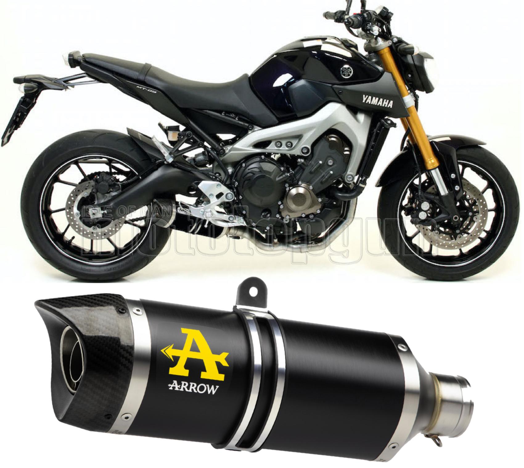 SCARICO COMPLETO OMOLOGATO OPEN ARROW THUNDER IN ALLUMINIO NERO CON FONDELLO IN CARBY COMPATIBILE CON YAMAHA MT09 MT-09 13/20
