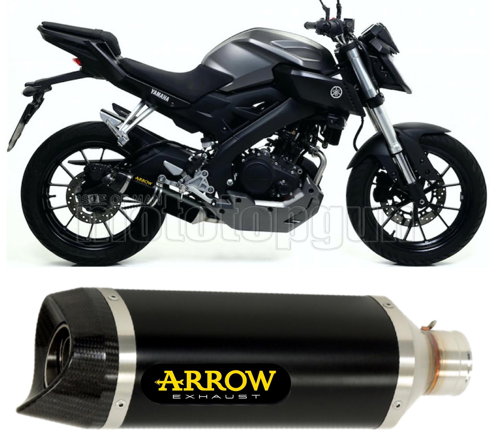 SCARICO OMOLOGATO ARROW THUNDER IN ALLUMINIO NERO CON FONDELLO IN CARBY COMPATIBILE CON YAMAHA MT125 MT-125 14/19