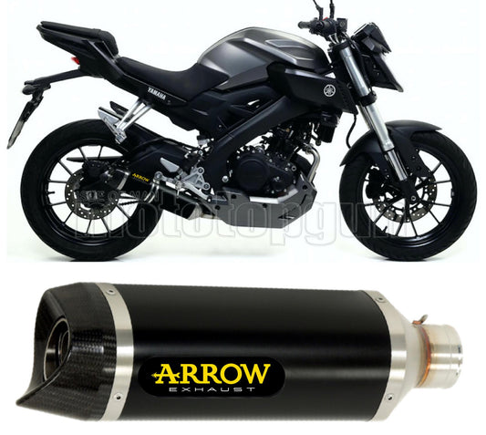 COLLETTORE OPEN ARROW THUNDER IN ALLUMINIO NERO CON FONDELLO IN CARBY COMPATIBILE CON YAMAHA MT125 MT-125 2020
