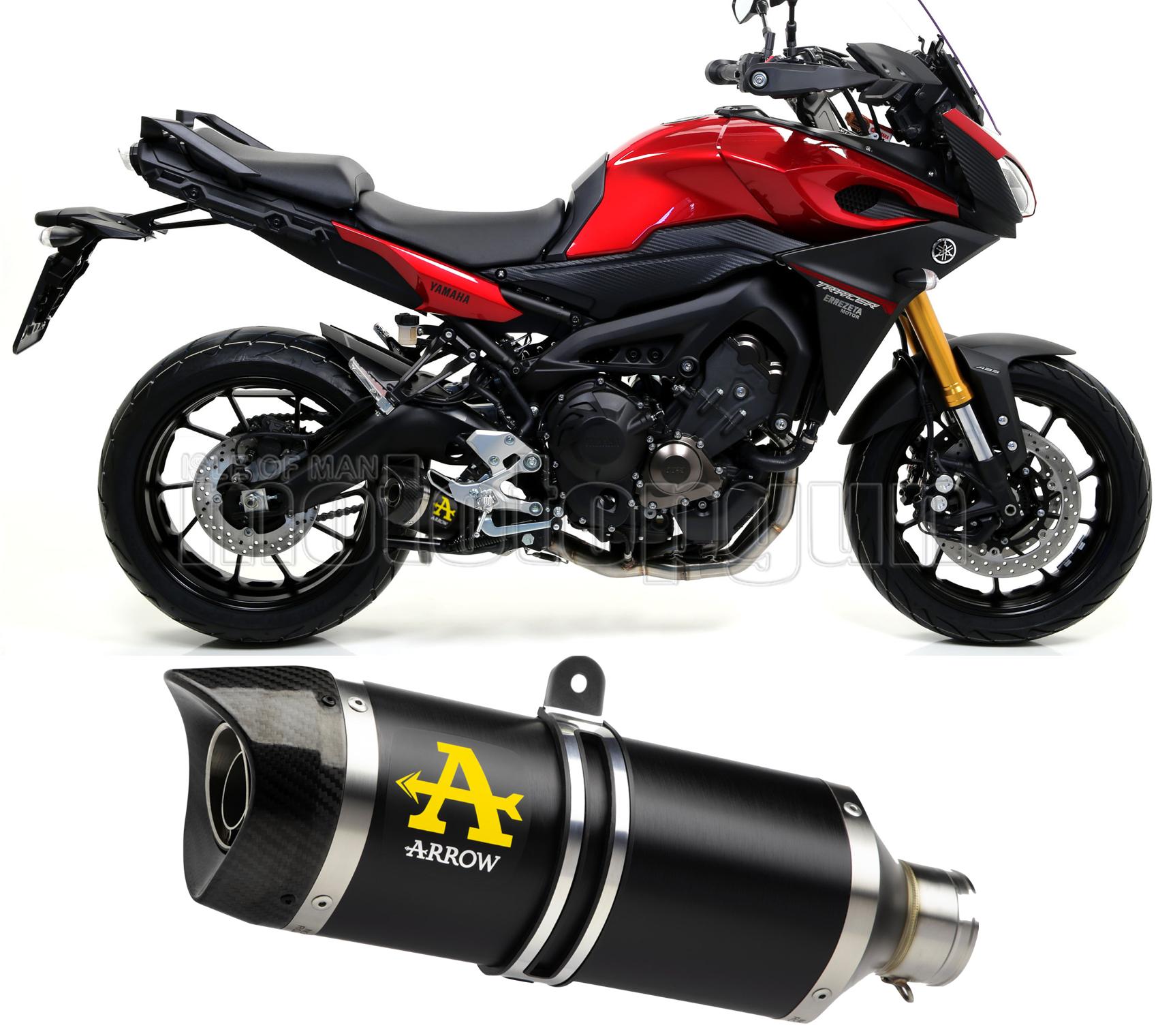 SCARICO COMPLETO OMOLOGATO OPEN ARROW THUNDER IN ALLUMINIO NERO CON FONDELLO IN CARBY COMPATIBILE CON YAMAHA TRACER 900 GT 18/20
