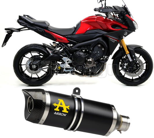 SCARICO COMPLETO OMOLOGATO OPEN ARROW THUNDER IN ALLUMINIO NERO CON FONDELLO IN CARBY COMPATIBILE CON YAMAHA TRACER 900 GT 18/20