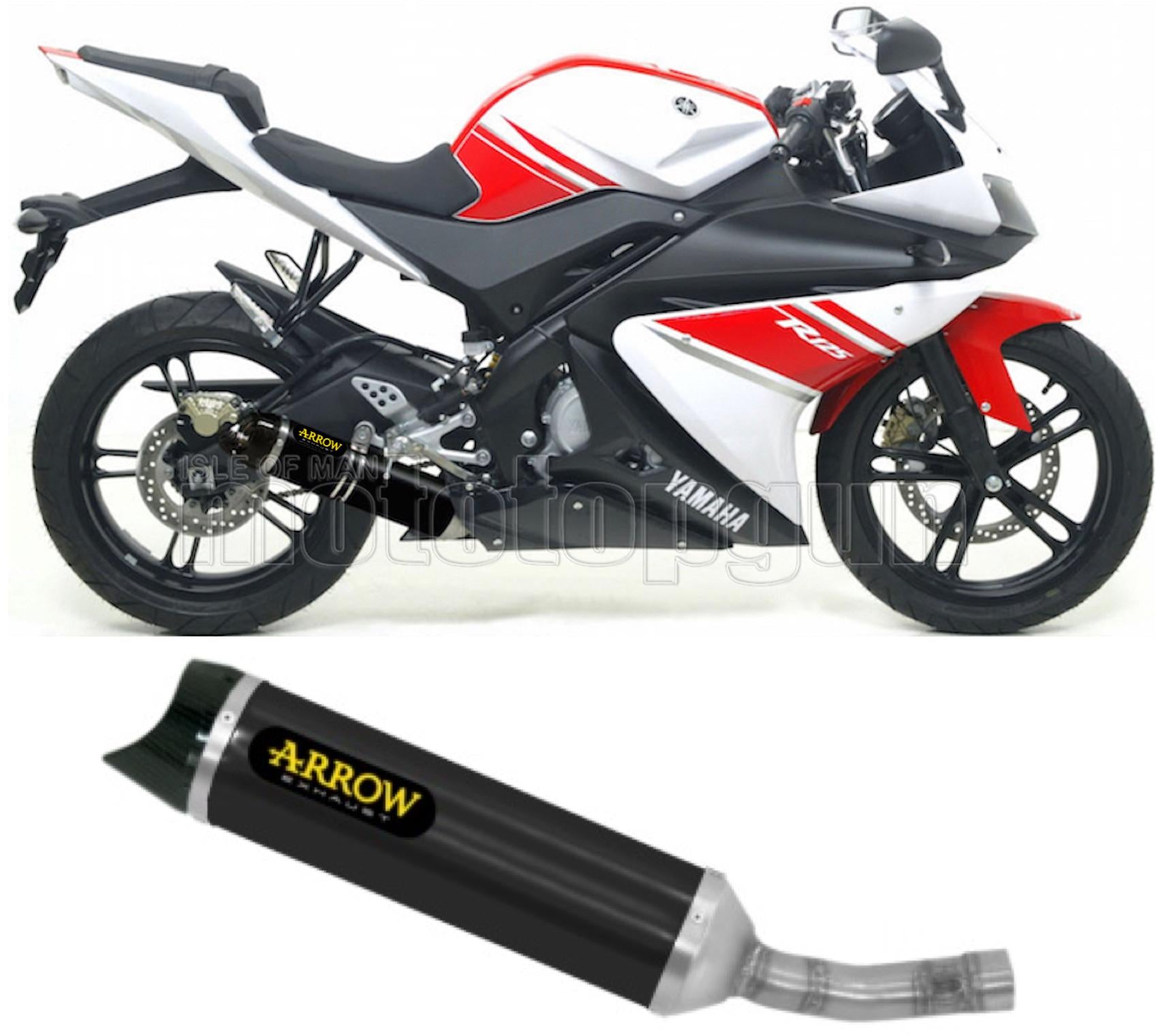 SCARICO OMOLOGATO ARROW THUNDER IN ALLUMINIO NERO CON FONDELLO IN CARBY COMPATIBILE CON YAMAHA YZF R125 R-125 08/13