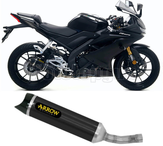 COLLETTORE OPEN ARROW THUNDER IN ALLUMINIO NERO CON FONDELLO IN CARBY COMPATIBILE CON YAMAHA YZF R125 R-125 19/20