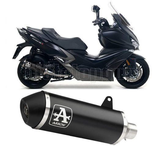 SCARICO RACE + DBKILLER ARROW URBAN IN ALLUMINIO NERO CON FONDELLO IN INOX NERO COMPATIBILE CON KYMCO XCITING 400 I S 19/20