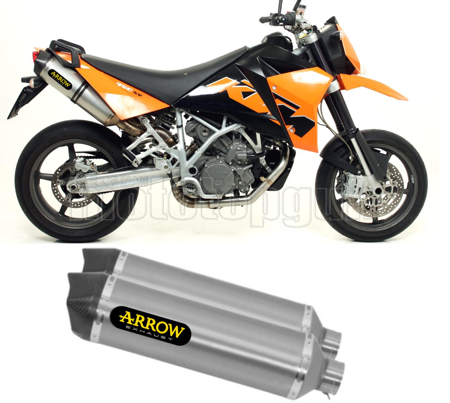 SCARICO OMOLOGATO ARROW RACE-TECH IN ALLUMINIO CON FONDELLO IN CARBY COMPATIBILE CON KTM 950 SM 06/09