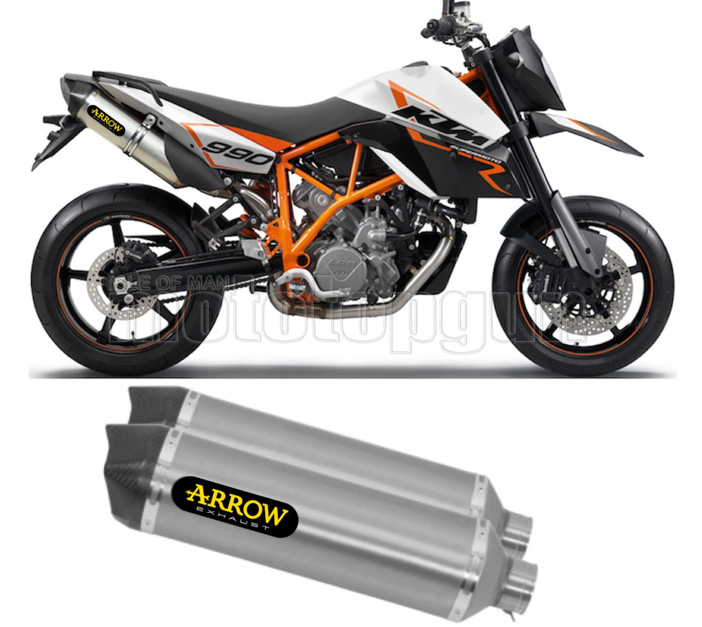 SCARICO OMOLOGATO ARROW RACE-TECH IN ALLUMINIO CON FONDELLO IN CARBY COMPATIBILE CON KTM 990 SMR 08/13