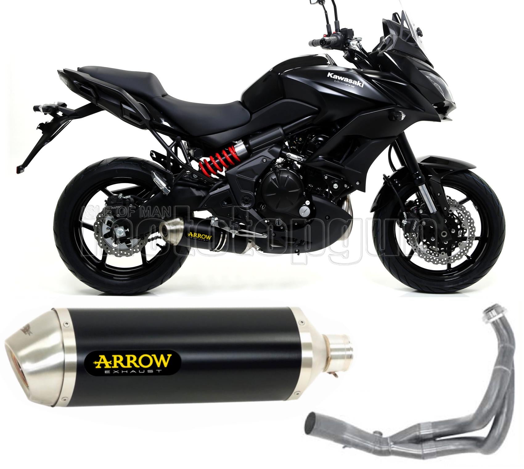 SCARICO OMOLOGATO CATALIZZATO ARROW RACE-TECH IN ALLUMINIO NERO CON FONDELLO IN INOX COMPATIBILE CON KAWASAKI VERSYS 650 17/22