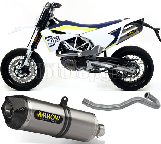 SCARICO OMOLOGATO ARROW RACE-TECH IN TITANIO CON FONDELLO IN CARBY COMPATIBILE CON HUSQVARNA 701 SUPERMOTO 17/20