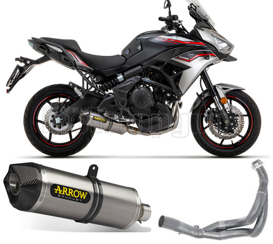 SCARICO OMOLOGATO CATALIZZATO ARROW RACE-TECH IN TITANIO CON FONDELLO IN CARBY COMPATIBILE CON KAWASAKI VERSYS 650 17/22