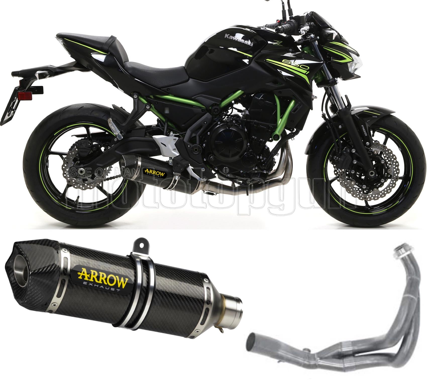 SCARICO OMOLOGATO CATALIZZATO ARROW RACE-TECH IN CARBONIO CON FONDELLO IN CARBY COMPATIBILE CON KAWASAKI Z650 Z-650 17/20