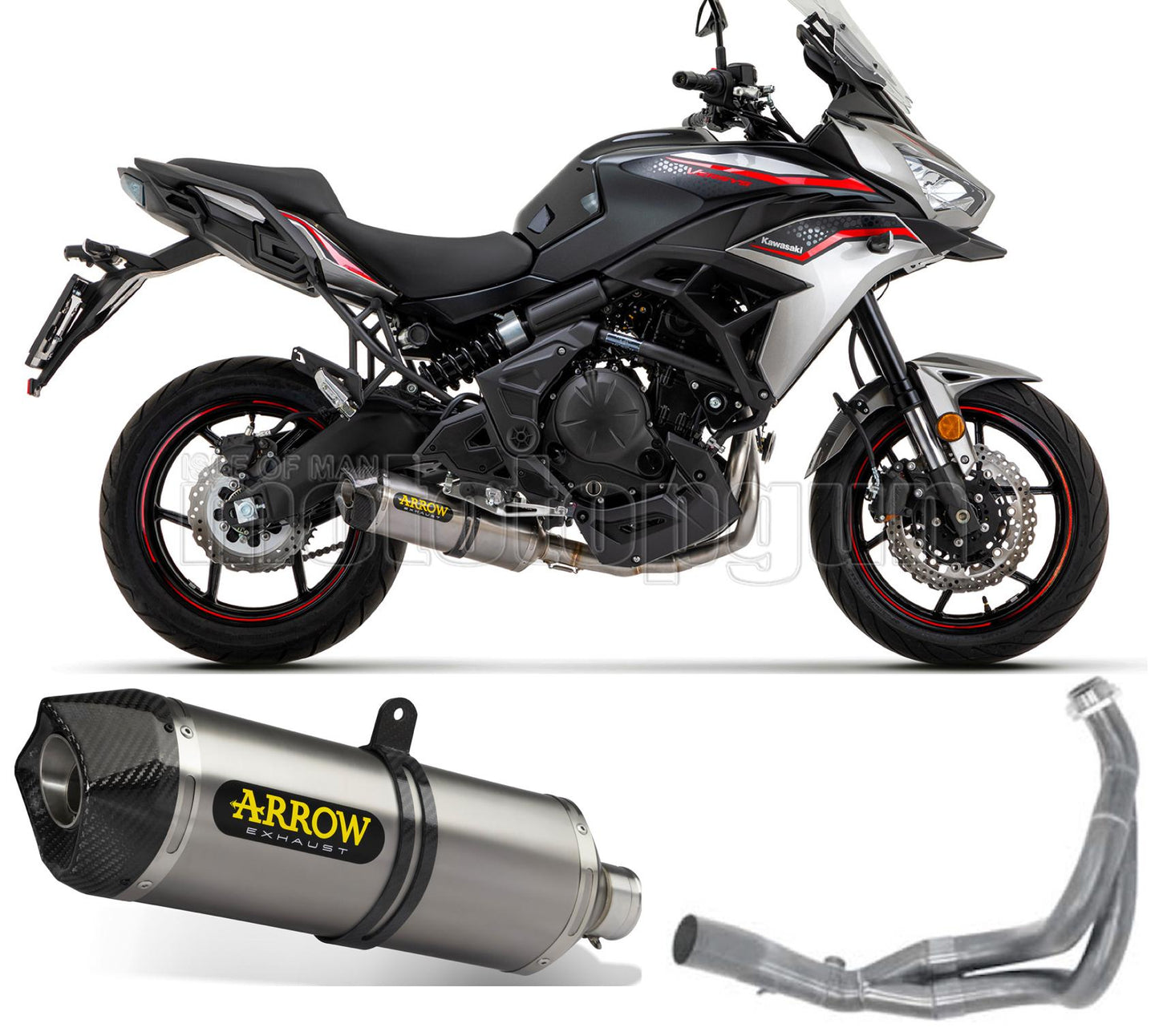 SCARICO OMOLOGATO CATALIZZATO ARROW RACE-TECH IN ALLUMINIO CON FONDELLO IN CARBY COMPATIBILE CON KAWASAKI VERSYS 650 17/22
