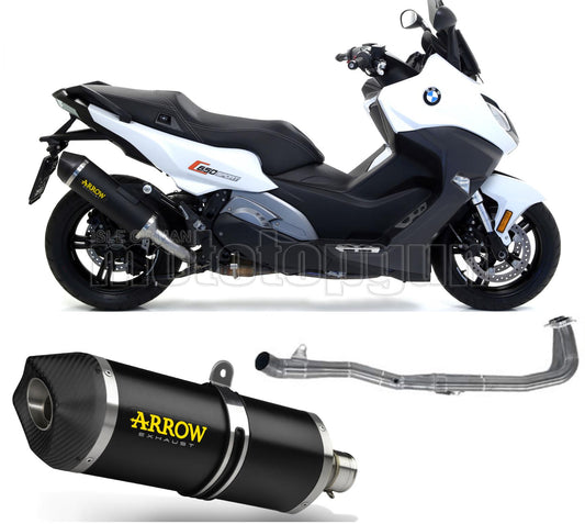 SCARICO OMOLOGATO ARROW RACE-TECH IN ALLUMINIO NERO CON FONDELLO IN CARBY COMPATIBILE CON BMW C650 C 650 SPORT 16/20