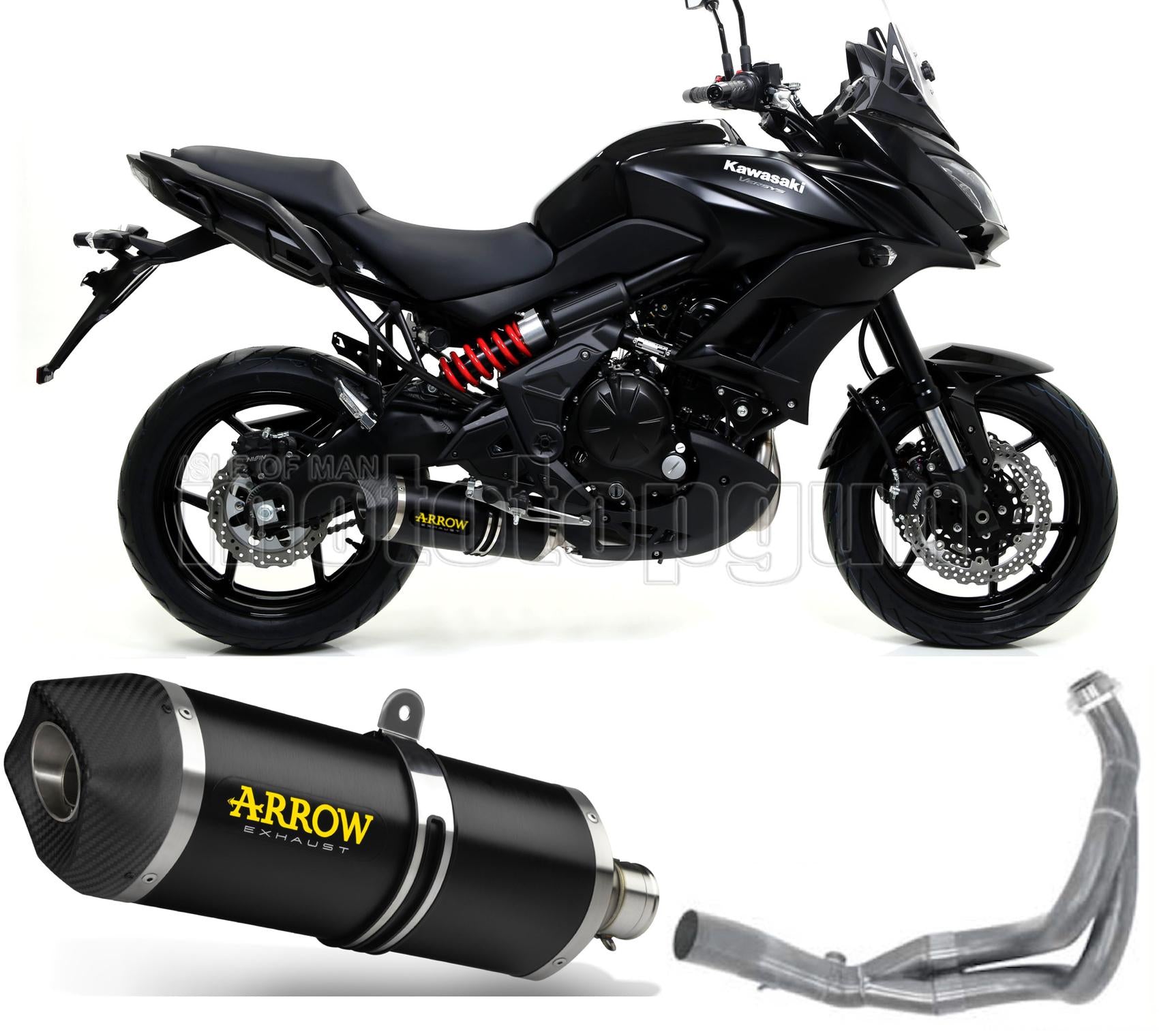 SCARICO OMOLOGATO CATALIZZATO ARROW RACE-TECH IN ALLUMINIO NERO CON FONDELLO IN CARBY COMPATIBILE CON KAWASAKI VERSYS 650 17/22
