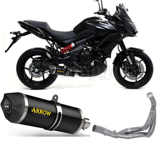 SCARICO OMOLOGATO CATALIZZATO ARROW RACE-TECH IN ALLUMINIO NERO CON FONDELLO IN CARBY COMPATIBILE CON KAWASAKI VERSYS 650 17/22