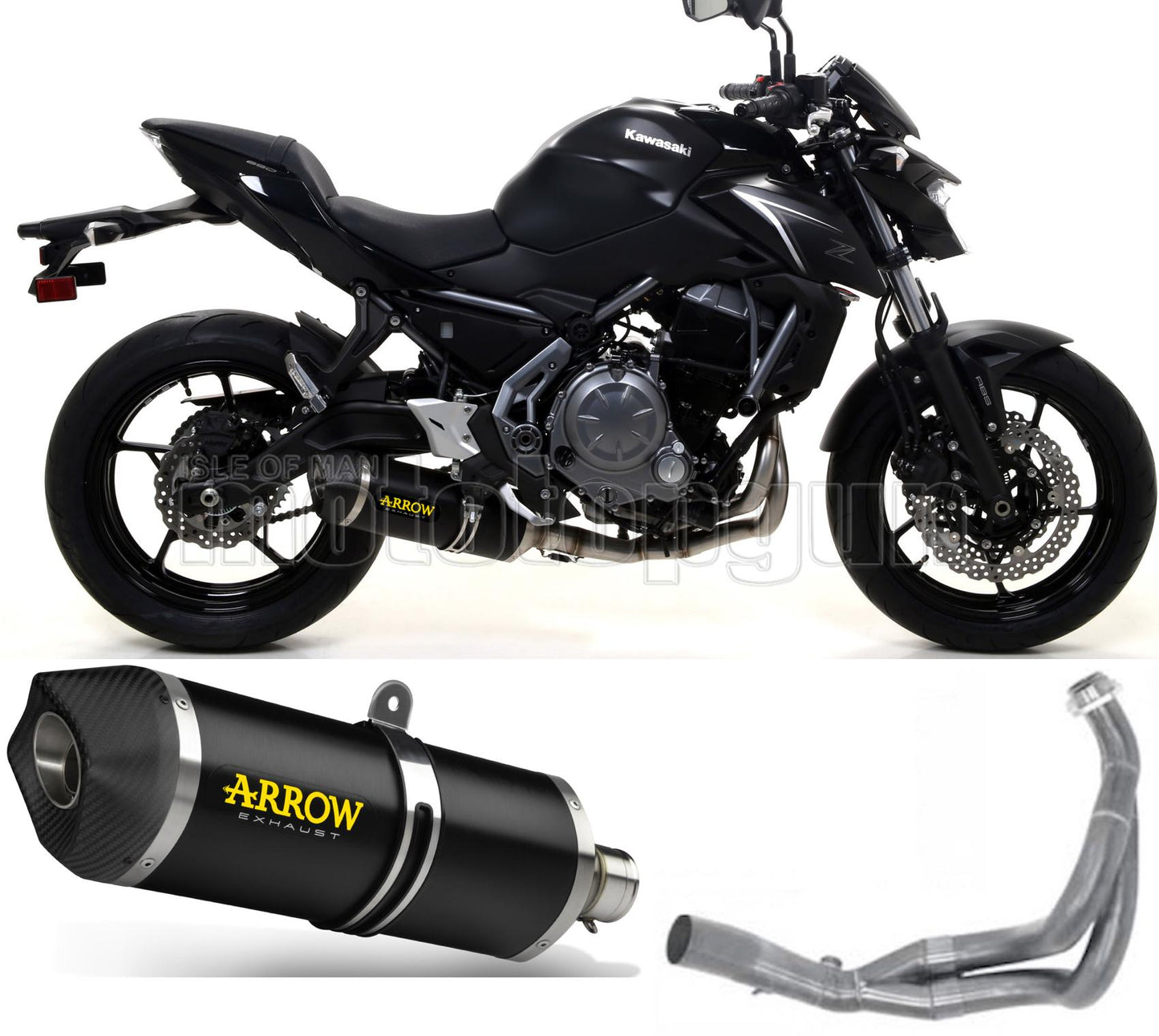 SCARICO OMOLOGATO CATALIZZATO ARROW RACE-TECH IN ALLUMINIO NERO CON FONDELLO IN CARBY COMPATIBILE CON KAWASAKI Z650 Z-650 17/20