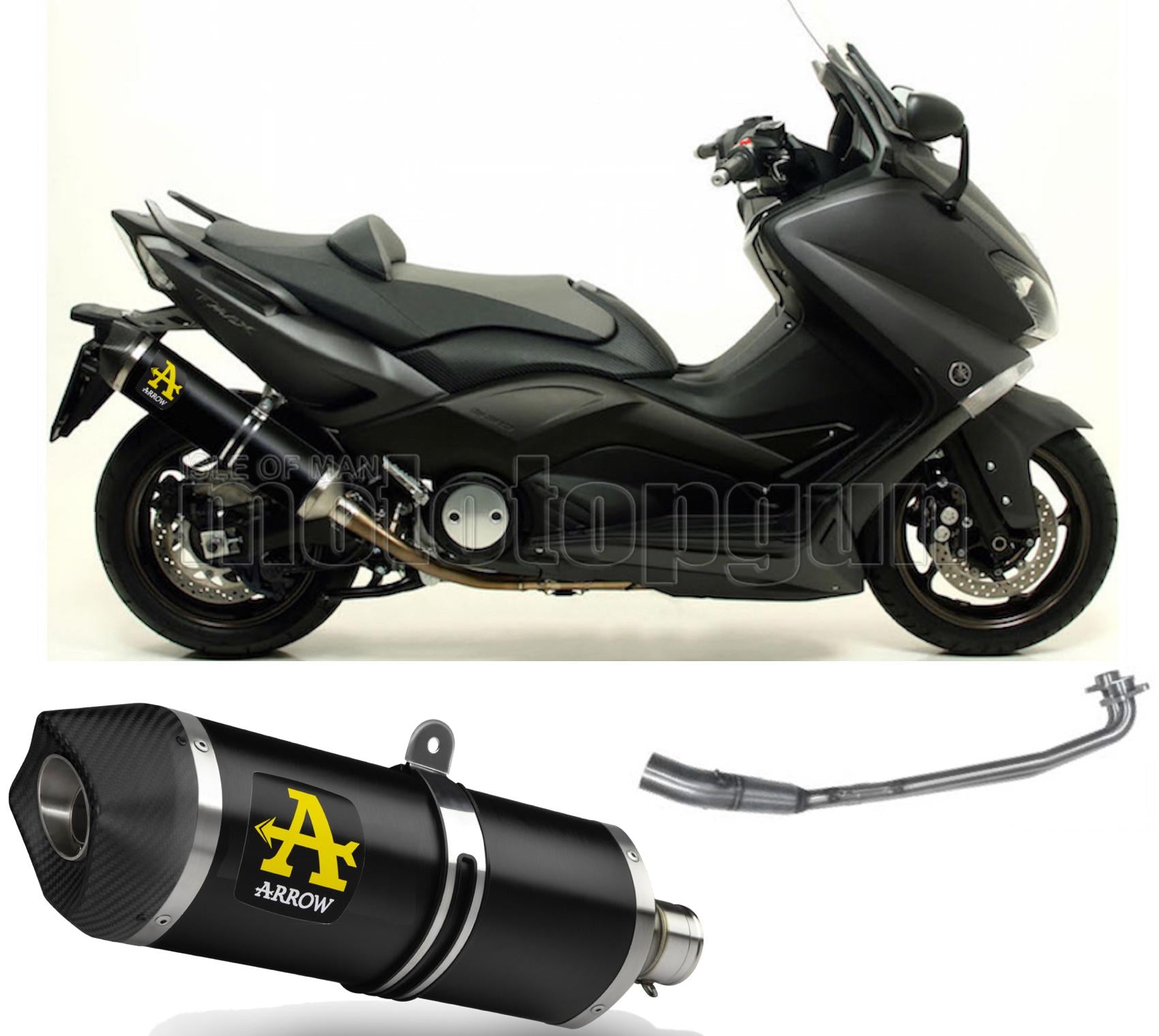 SCARICO OMOLOGATO ARROW RACE-TECH IN ALLUMINIO NERO CON FONDELLO IN CARBY COMPATIBILE CON YAMAHA TMAX T-MAX 530 12/16