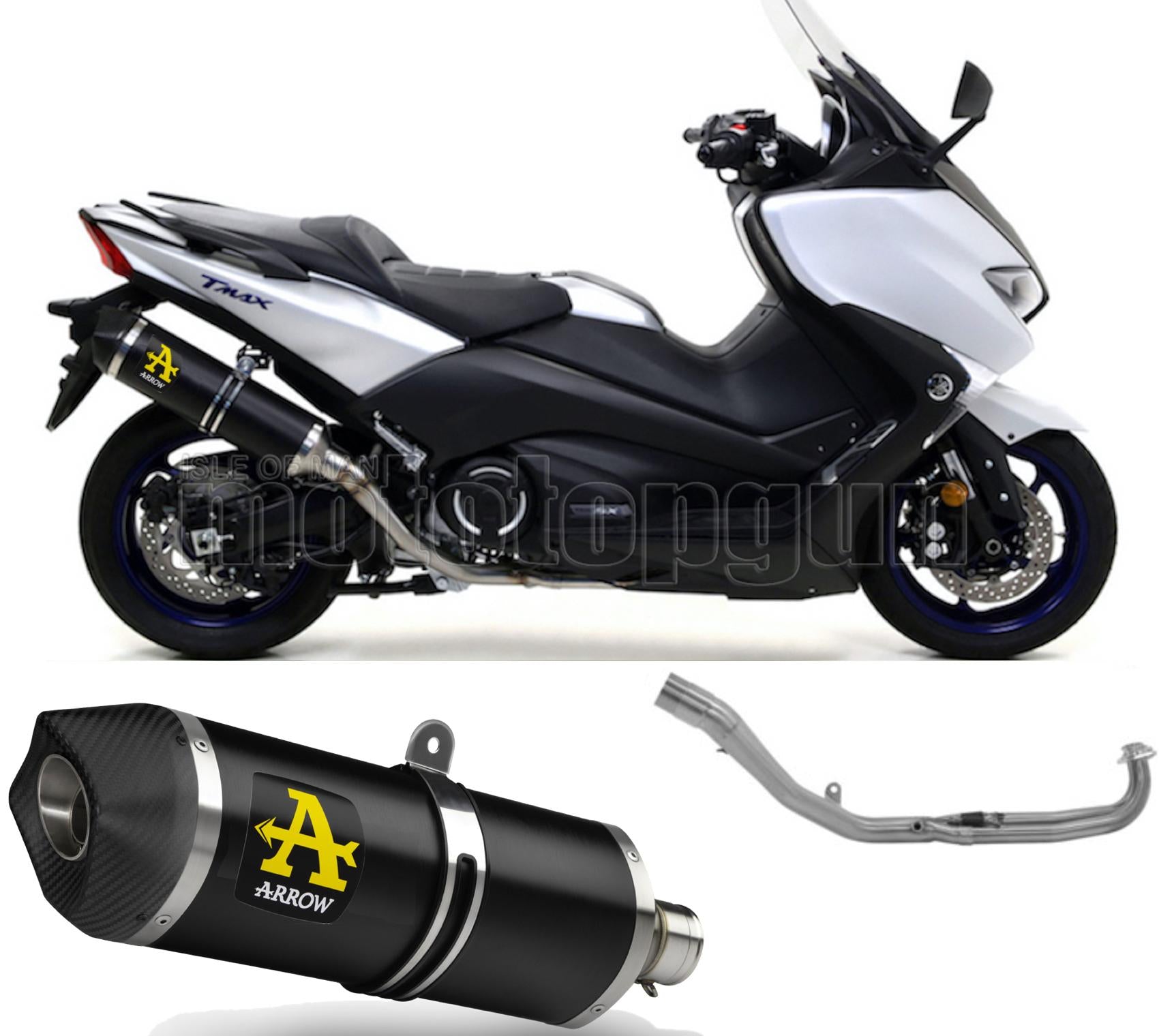 SCARICO OMOLOGATO ARROW RACE-TECH IN ALLUMINIO NERO CON FONDELLO IN CARBY COMPATIBILE CON YAMAHA TMAX T-MAX 530 17/19