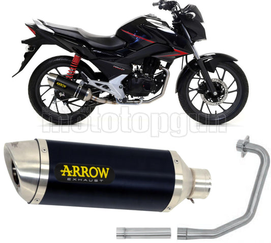 COLLETTORE OPEN ARROW THUNDER IN ALLUMINIO NERO CON FONDELLO IN INOX COMPATIBILE CON HONDA CB 125 F 17/20