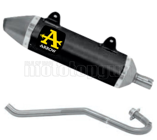 COLLETTORE OPEN ARROW THUNDER IN ALLUMINIO NERO CON FONDELLO IN INOX COMPATIBILE CON MALAGUTI XTM 125 4T 19/20