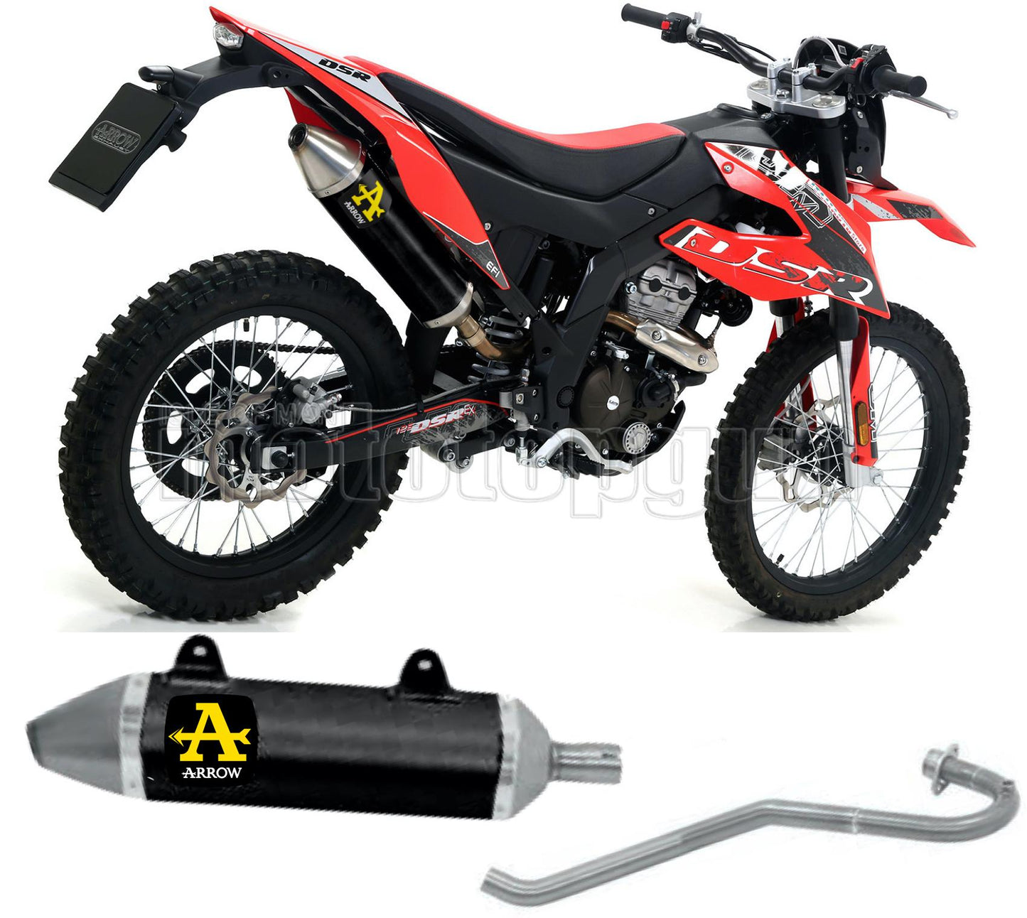 COLLETTORE OPEN ARROW THUNDER IN ALLUMINIO NERO CON FONDELLO IN INOX COMPATIBILE CON UM DSR EX 125 18/20