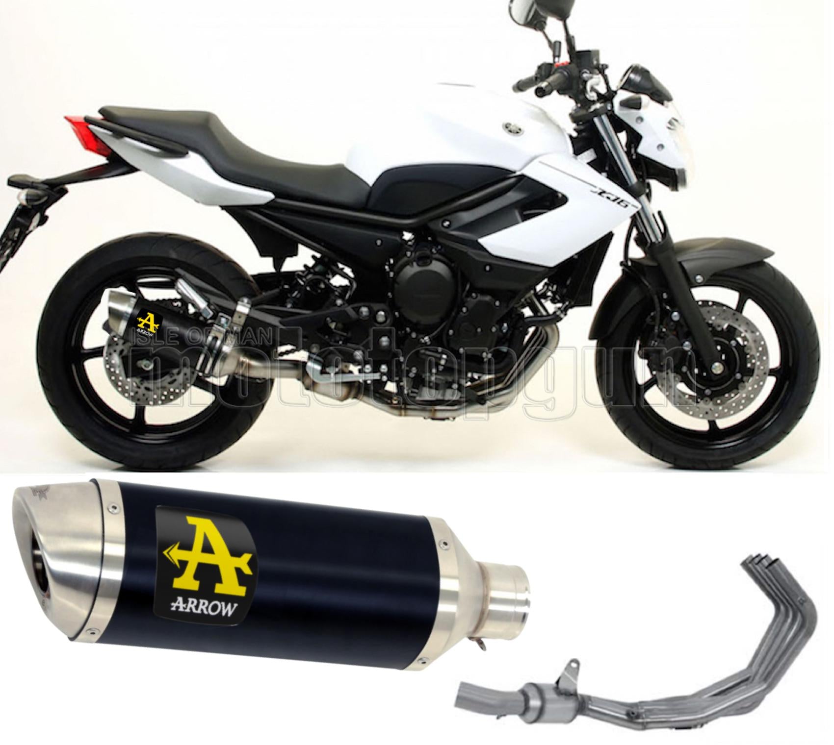 SCARICO COMPLETO OMOLOGATO OPEN ARROW THUNDER IN ALLUMINIO NERO CON FONDELLO IN INOX COMPATIBILE CON YAMAHA XJ6 DIVERSION 09/15