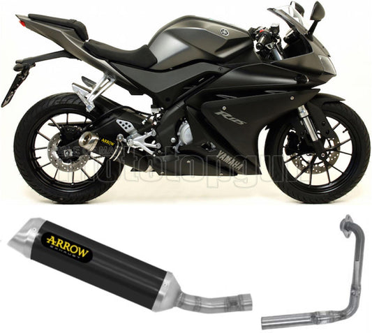 SCARICO OMOLOGATO OPEN ARROW THUNDER IN ALLUMINIO NERO CON FONDELLO IN INOX COMPATIBILE CON YAMAHA YZF R125 R-125 17/18